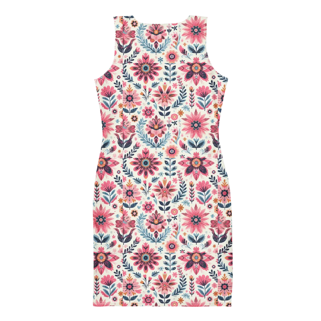 Floral Pattern Bodycon Dress - Curve Hugging Style - DipaliZ