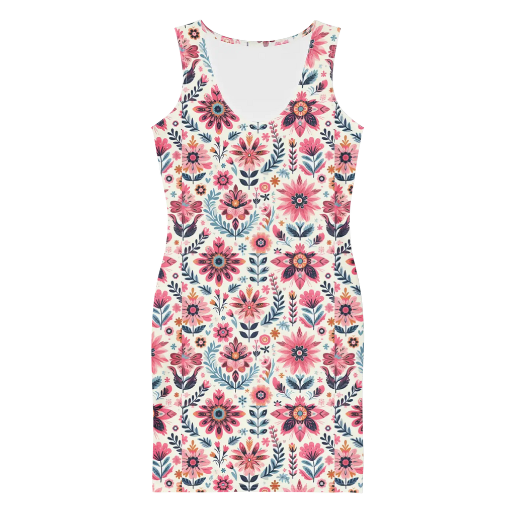 Floral Pattern Bodycon Dress - Curve Hugging Style - DipaliZ