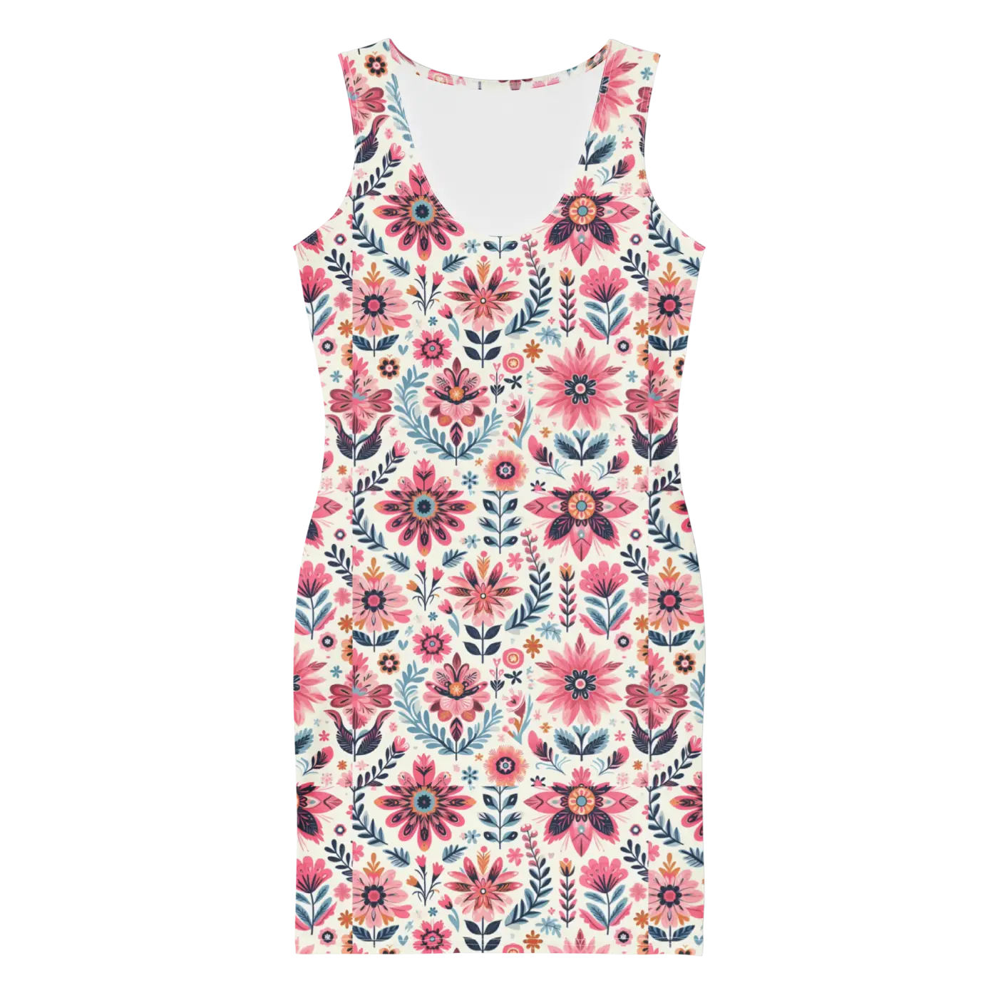 Floral Pattern Bodycon Dress - Curve Hugging Style - DipaliZ