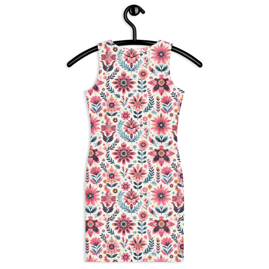 Floral Pattern Bodycon Dress - Curve Hugging Style - DipaliZ