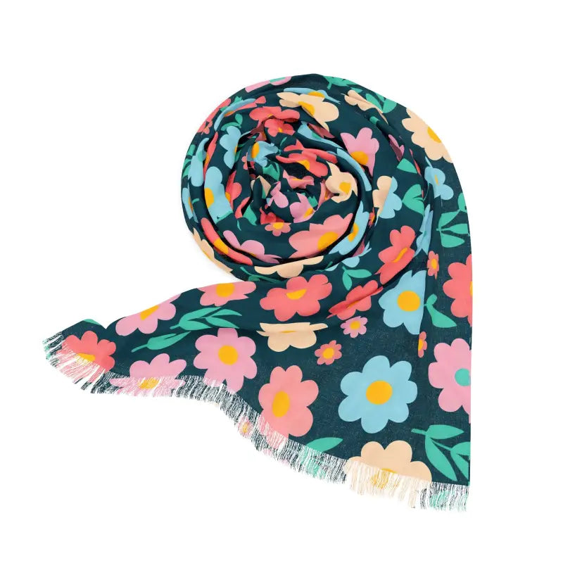 Floral Pattern Scarf - Polyester Light Eco-Friendly Gift - DipaliZ