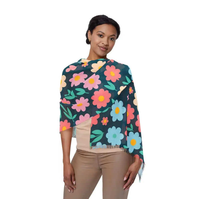 Floral Pattern Scarf - Polyester Light Eco-Friendly Gift - DipaliZ