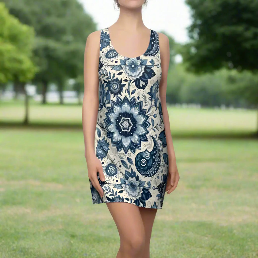 Pattern Racerback Dress - Boho Summer Style - DipaliZ