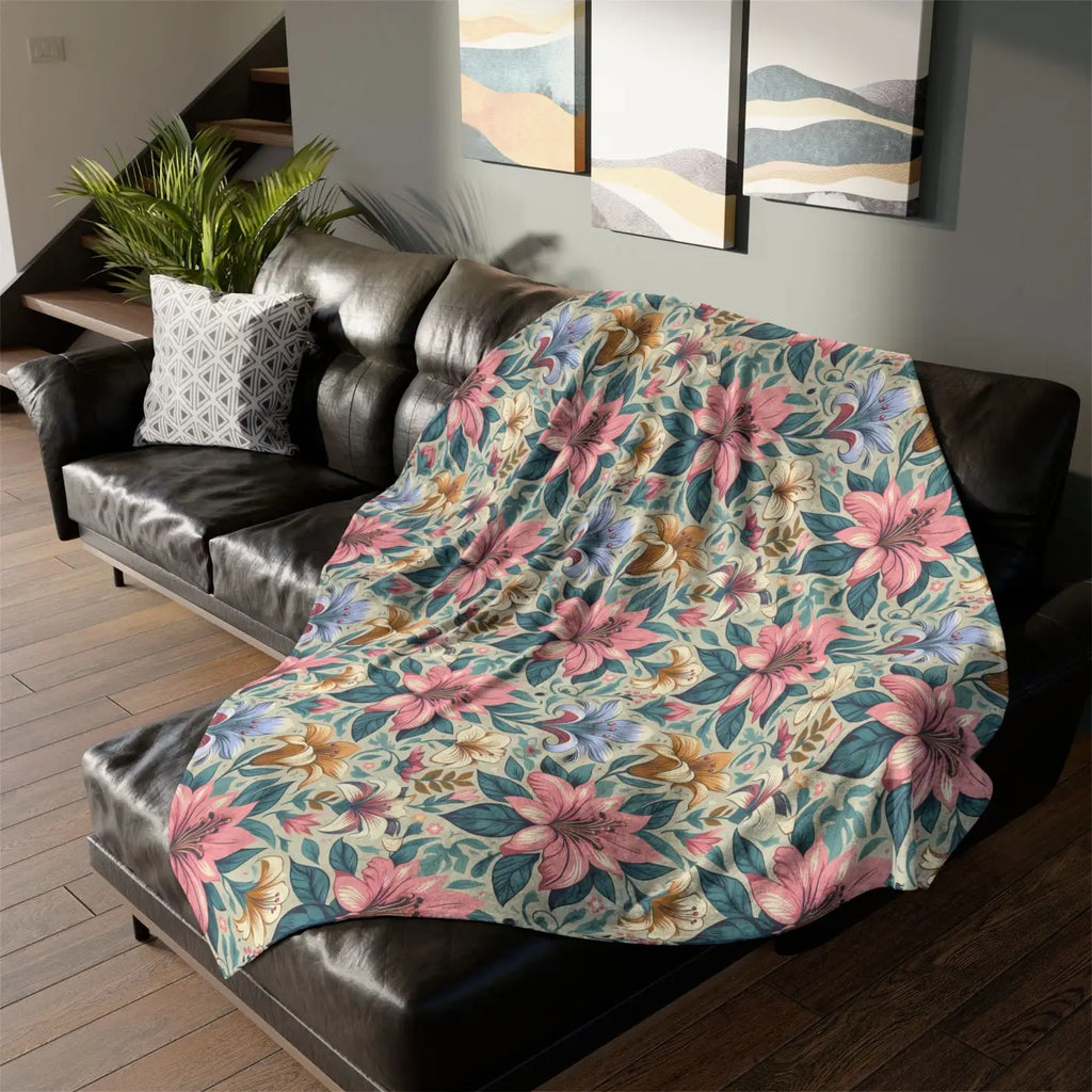 Soft Polyester Blanket - Floral One-Sided Print - DipaliZ