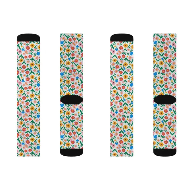 Floral Print Socks - Bold Sublimation Design for Women - DipaliZ