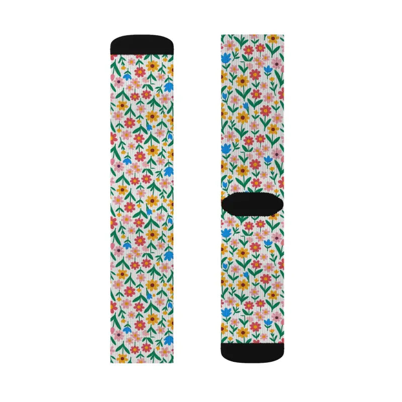 Floral Print Socks - Bold Sublimation Design for Women - DipaliZ