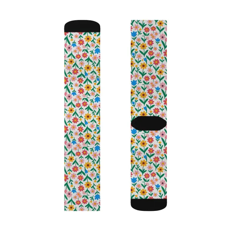 Floral Print Socks - Bold Sublimation Design for Women - DipaliZ