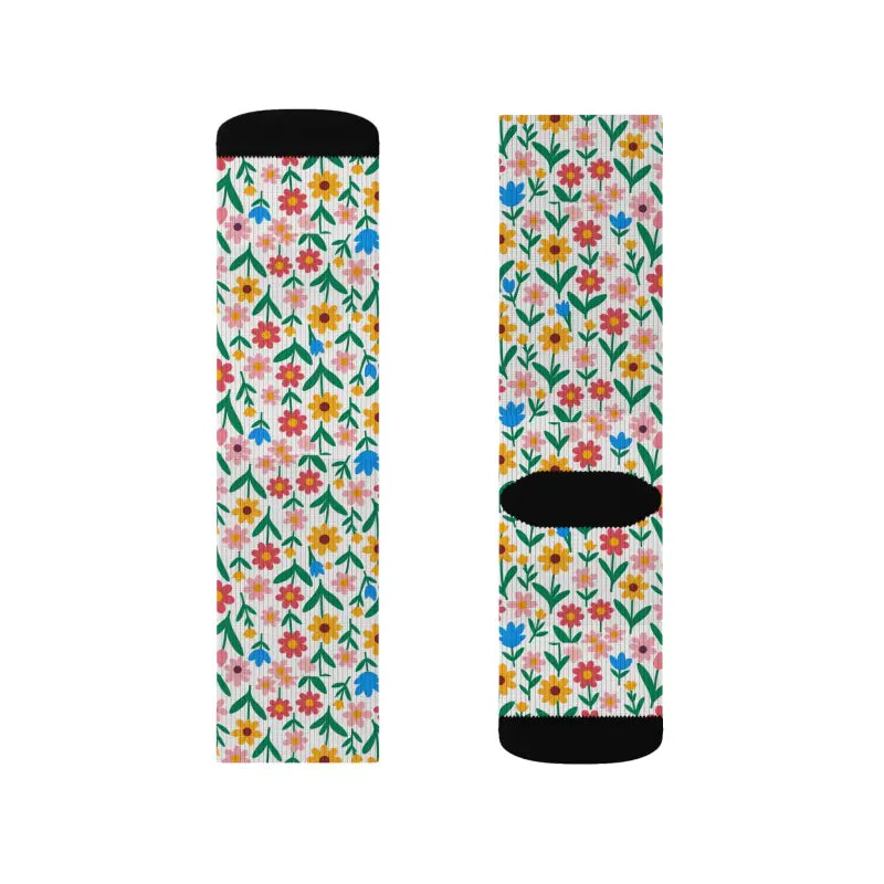 Floral Print Socks - Bold Sublimation Design for Women - DipaliZ