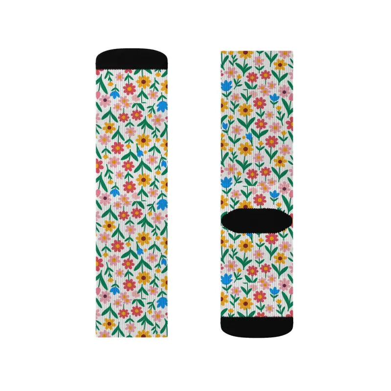 Floral Print Socks - Bold Sublimation Design for Women - DipaliZ