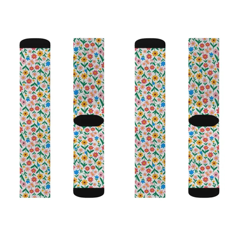 Floral Print Socks - Bold Sublimation Design for Women - DipaliZ