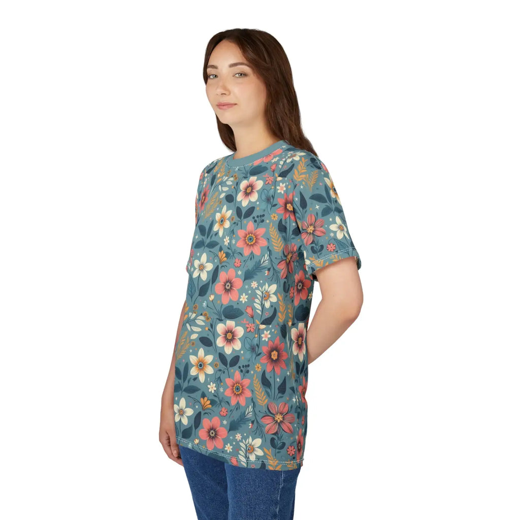 Vibrant Floral Pattern Unisex Tee - Sustainable Fashion - DipaliZ