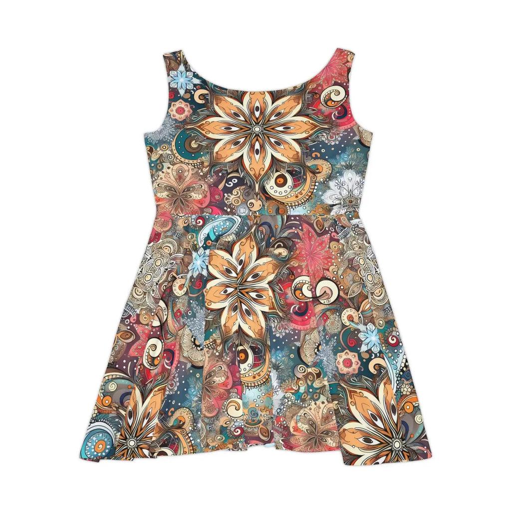 Vibrant Skater Dress - Bold Floral Pattern 290gsm - DipaliZ