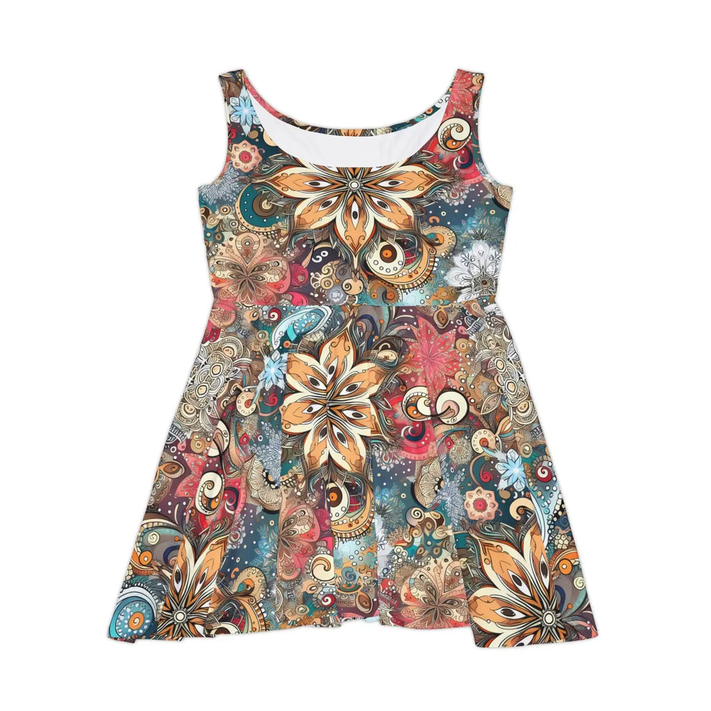 Vibrant Skater Dress - Bold Floral Pattern 290gsm - DipaliZ