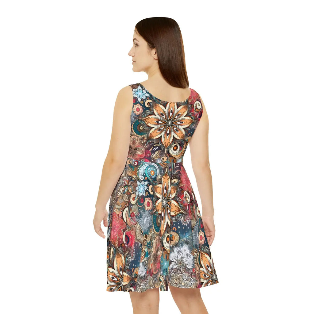 Vibrant Skater Dress - Bold Floral Pattern 290gsm - DipaliZ