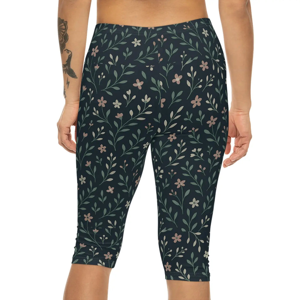 Floral Capri Leggings - Comfortable Workout Style - DipaliZ