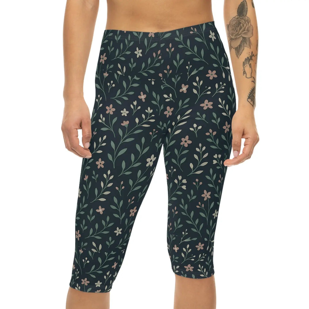 Floral Capri Leggings - Comfortable Workout Style - DipaliZ