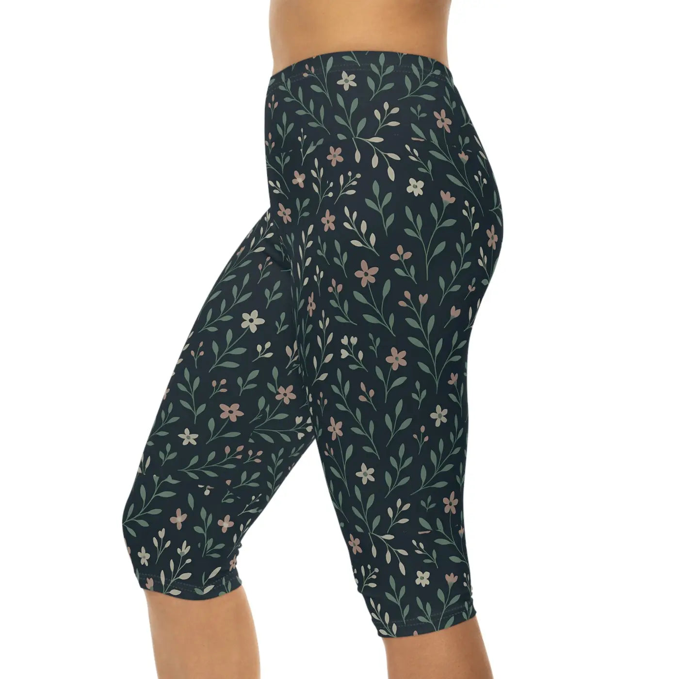 Floral Capri Leggings - Comfortable Workout Style - DipaliZ