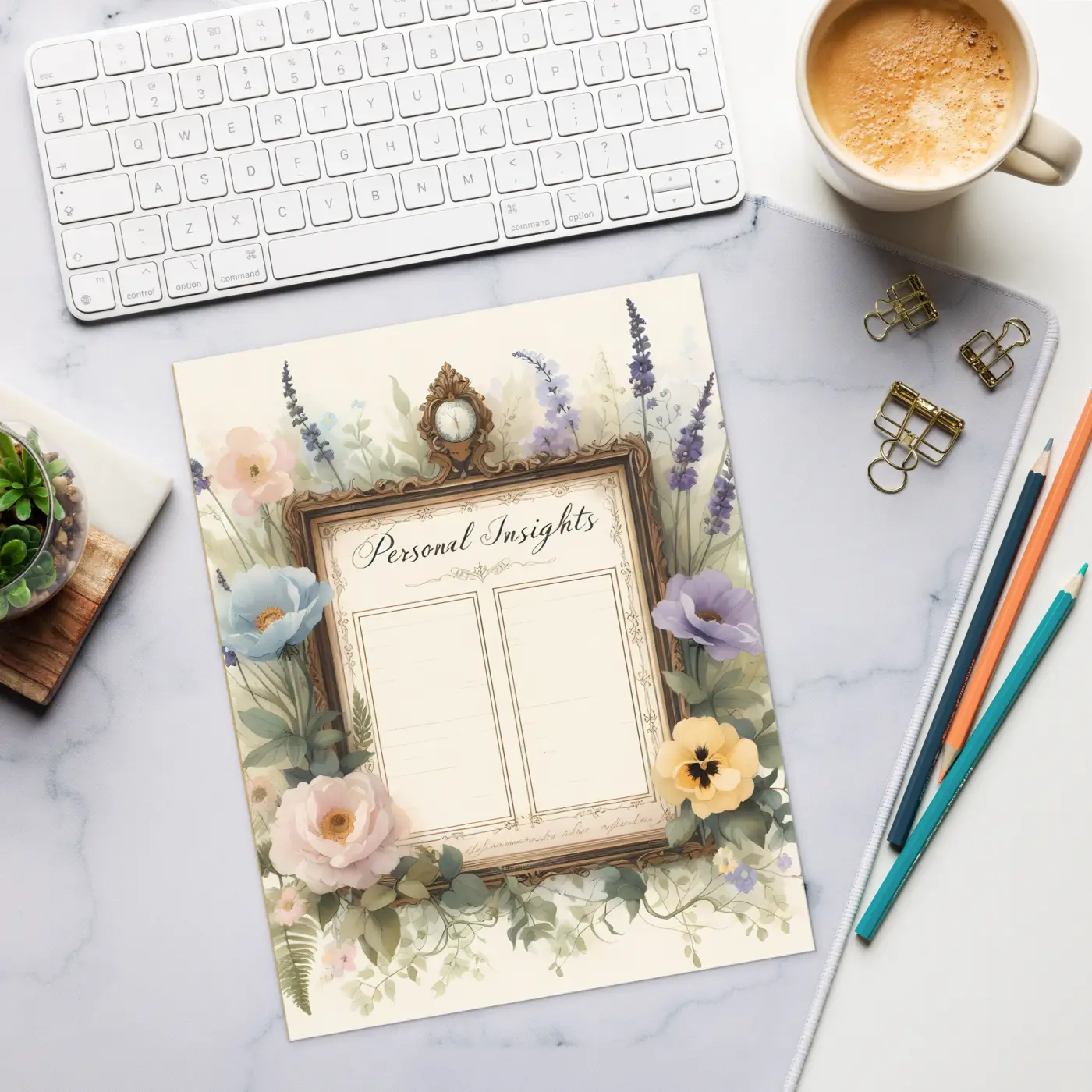 Floral Personal Insights Notepad - Magnetic Backing - DipaliZ