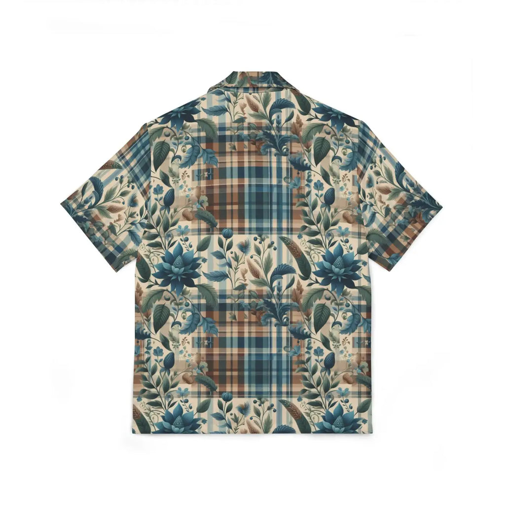 Men's Floral Plaid Hawaiian Camp Shirt - Summer Style - DipaliZ