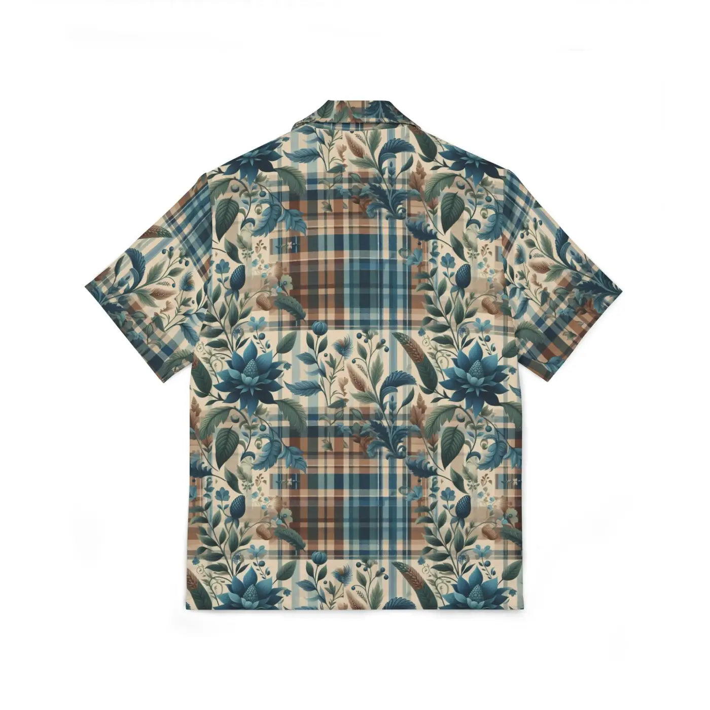 Men's Floral Plaid Hawaiian Camp Shirt - Summer Style - DipaliZ