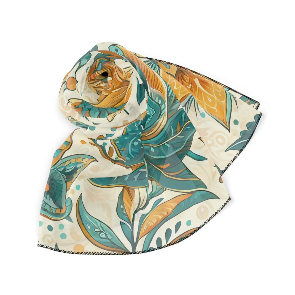 Floral Poly Scarf - Vibrant Botanical Design - DipaliZ