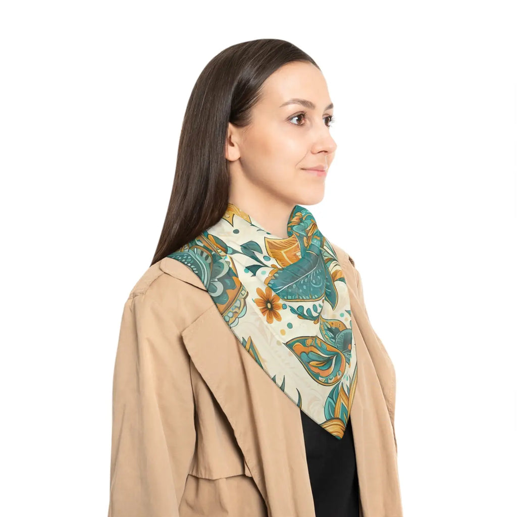 Floral Poly Scarf - Vibrant Botanical Design - DipaliZ