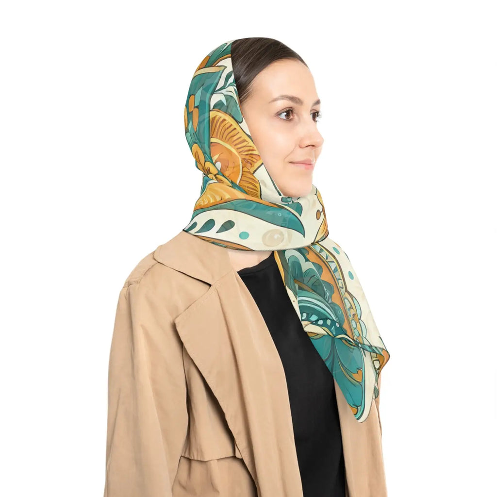Floral Poly Scarf - Vibrant Botanical Design - DipaliZ