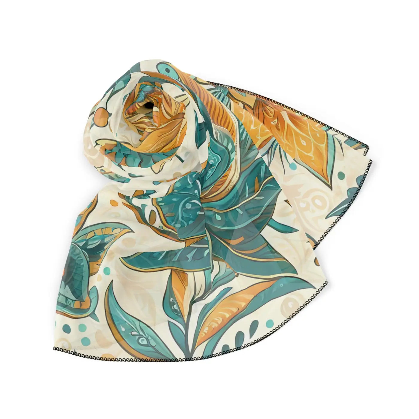 Floral Poly Scarf - Vibrant Botanical Design - DipaliZ