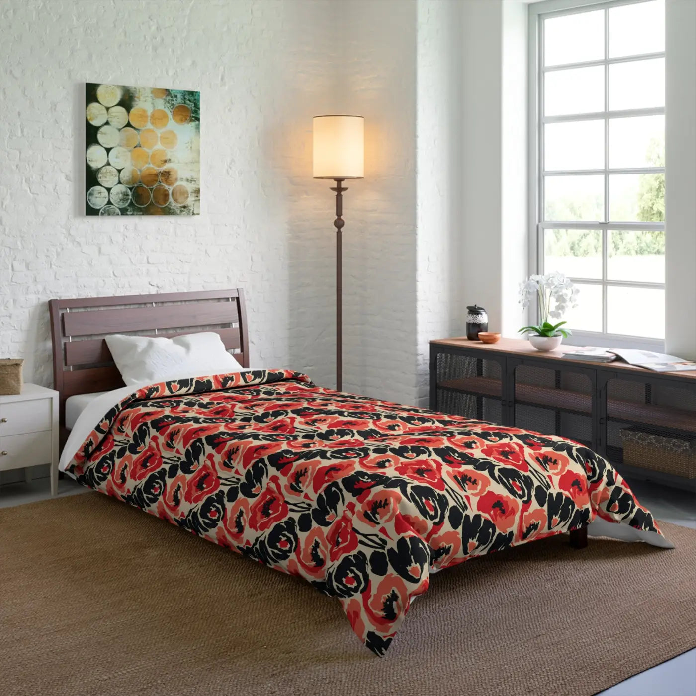 Floral Poppy Comforter - Vintage Botanical Dreamscape - DipaliZ