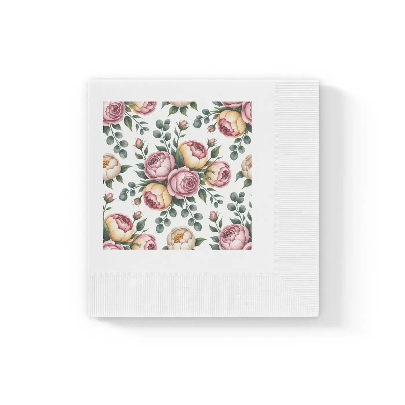 Floral Print Cocktail Napkins - Elegant White Dinner Party - DipaliZ