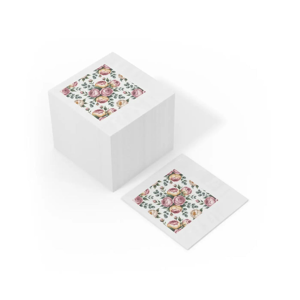 Floral Print Cocktail Napkins - Elegant White Dinner Party - DipaliZ
