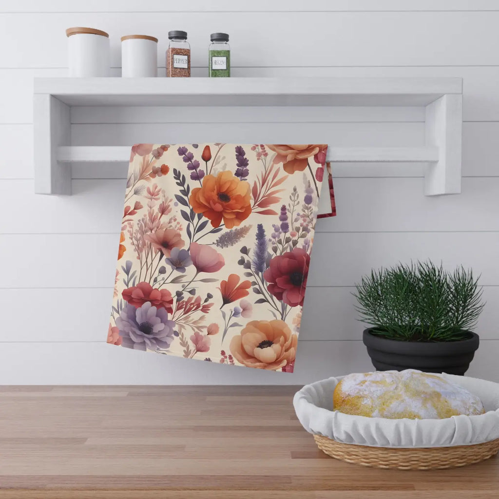 Vibrant Tea Towels - Floral Print Cotton Kitchen Set - DipaliZ