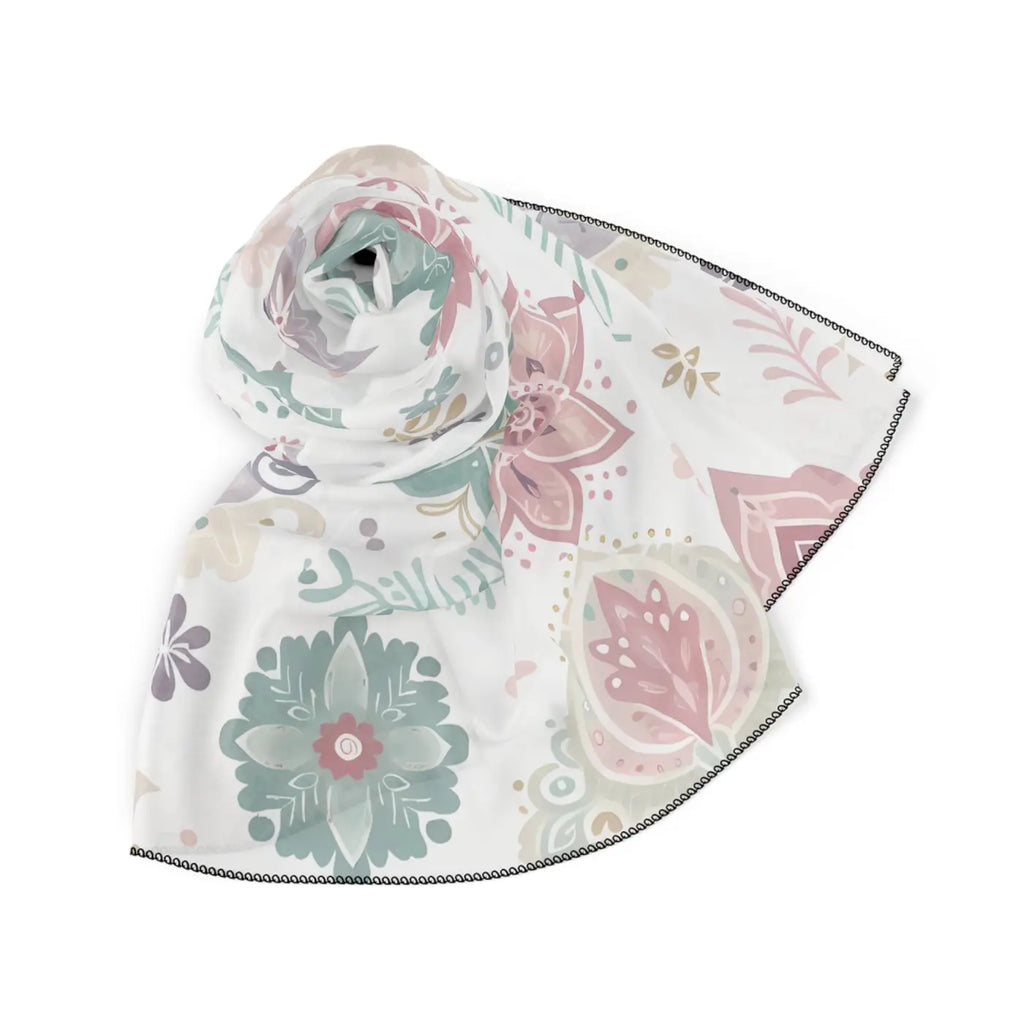 Chic Floral Print Poly Scarf - Elegant Lightweight Accessory - DipaliZ