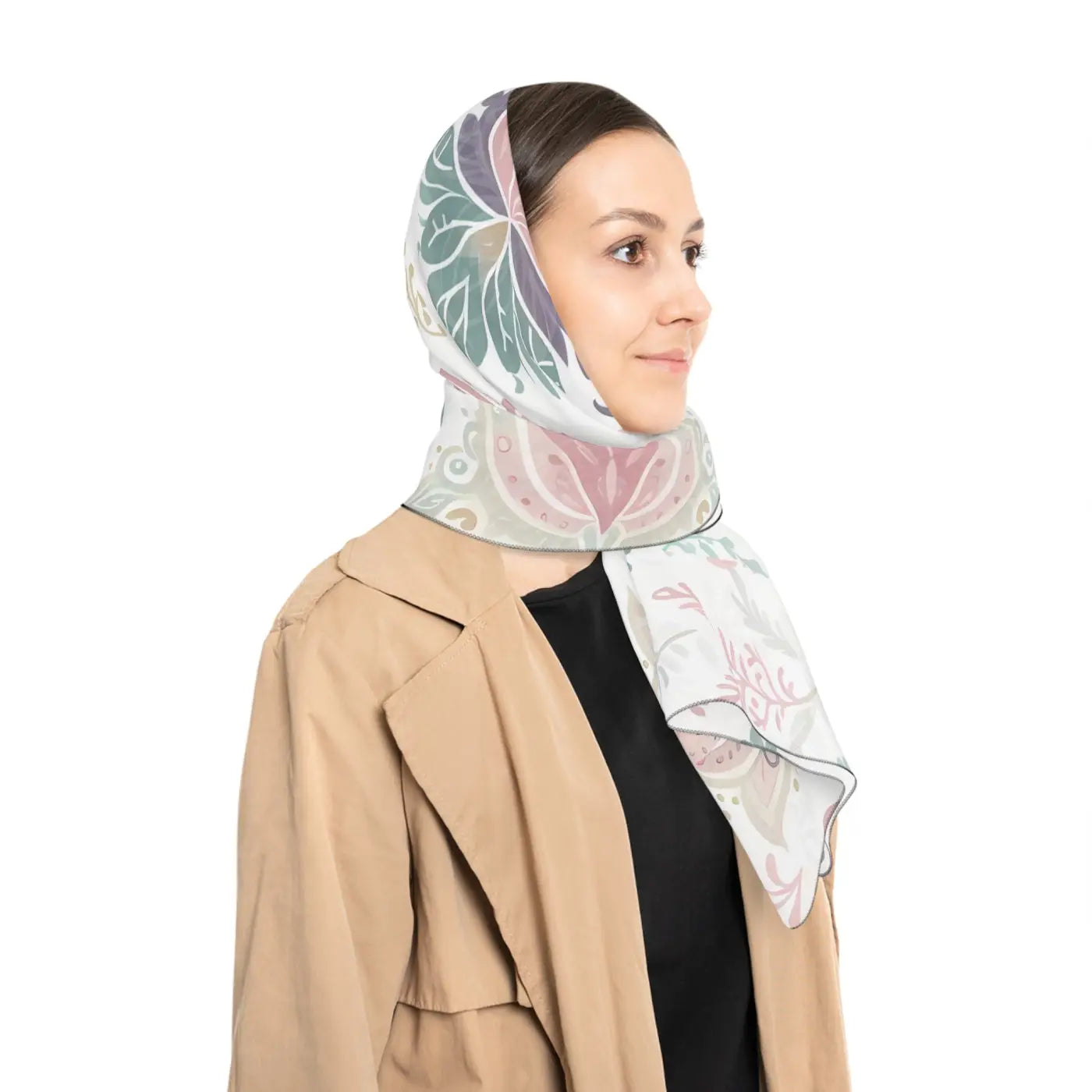 Chic Floral Print Poly Scarf - Elegant Lightweight Accessory - DipaliZ