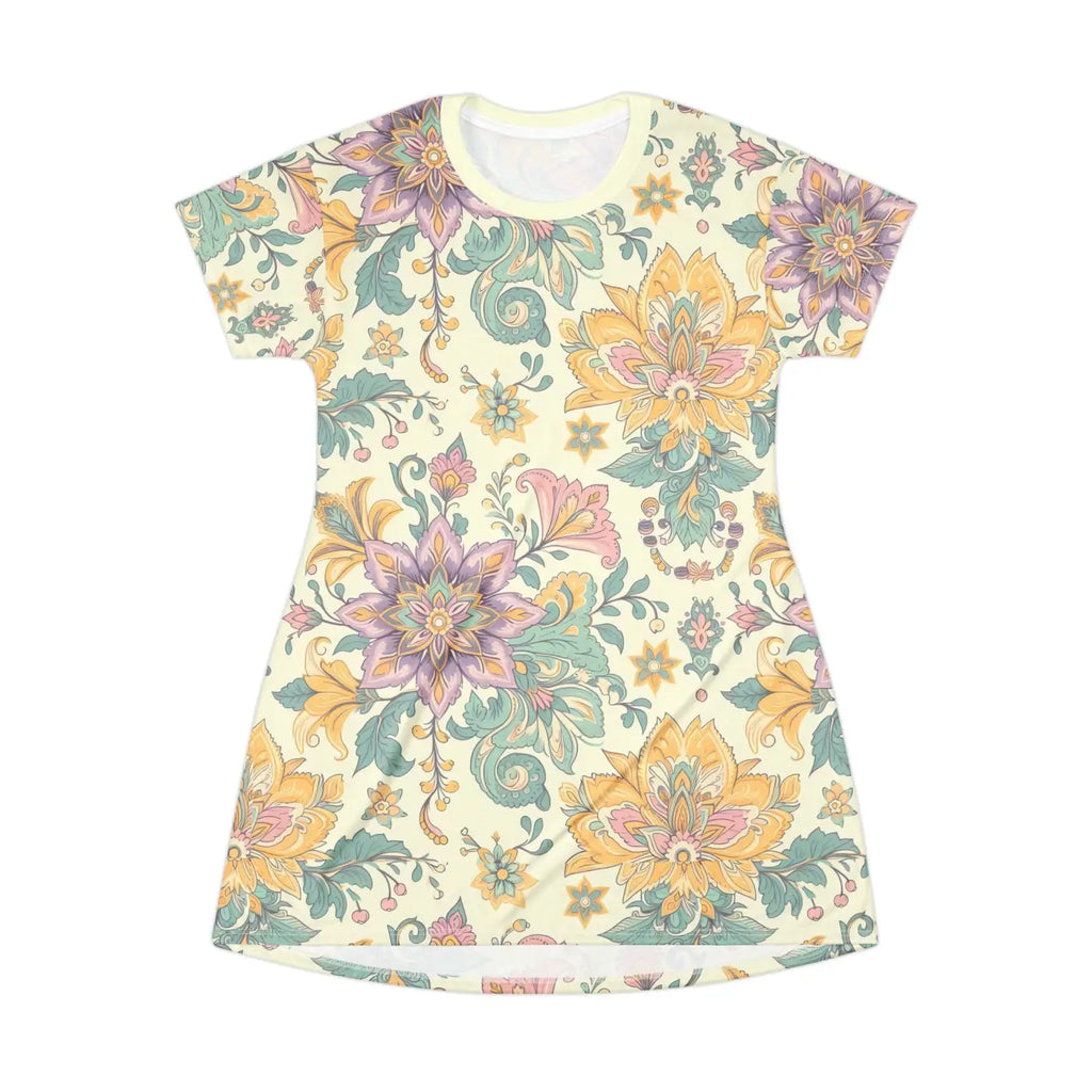 Boho Chic Summer T-Shirt Dress - Floral Everyday Style - DipaliZ