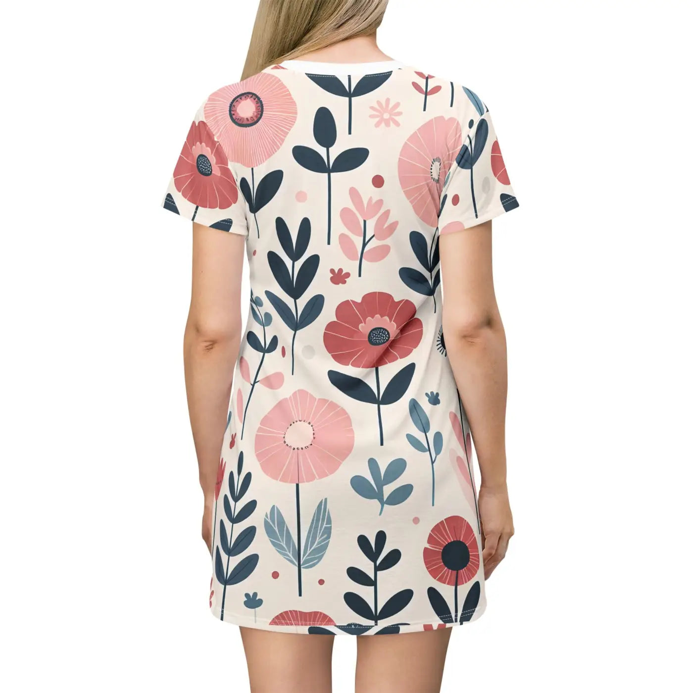 Vibrant Floral Print T-Shirt Dress - Summer Celebrations - DipaliZ