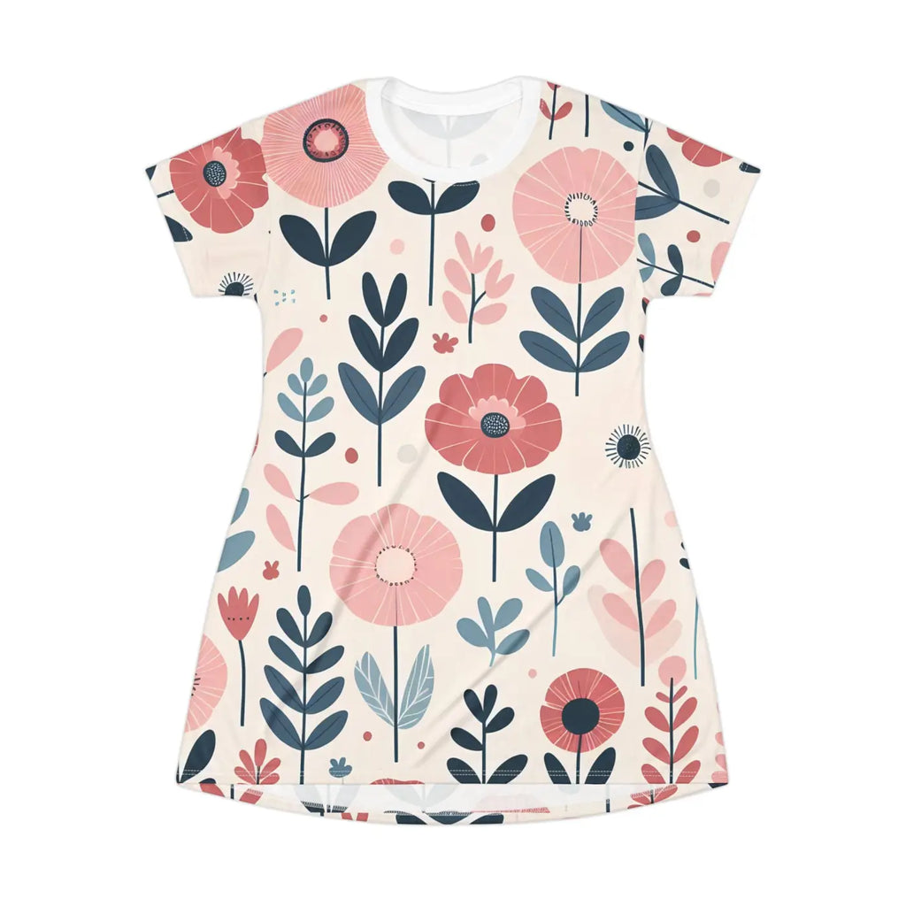 Vibrant Floral Print T-Shirt Dress - Summer Celebrations - DipaliZ