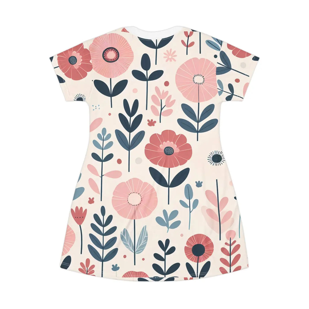 Vibrant Floral Print T-Shirt Dress - Summer Celebrations - DipaliZ