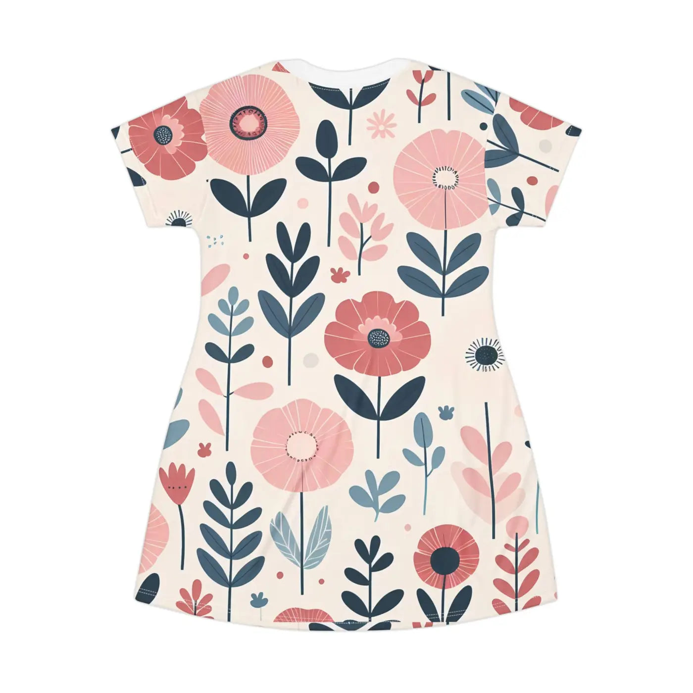 Vibrant Floral Print T-Shirt Dress - Summer Celebrations - DipaliZ