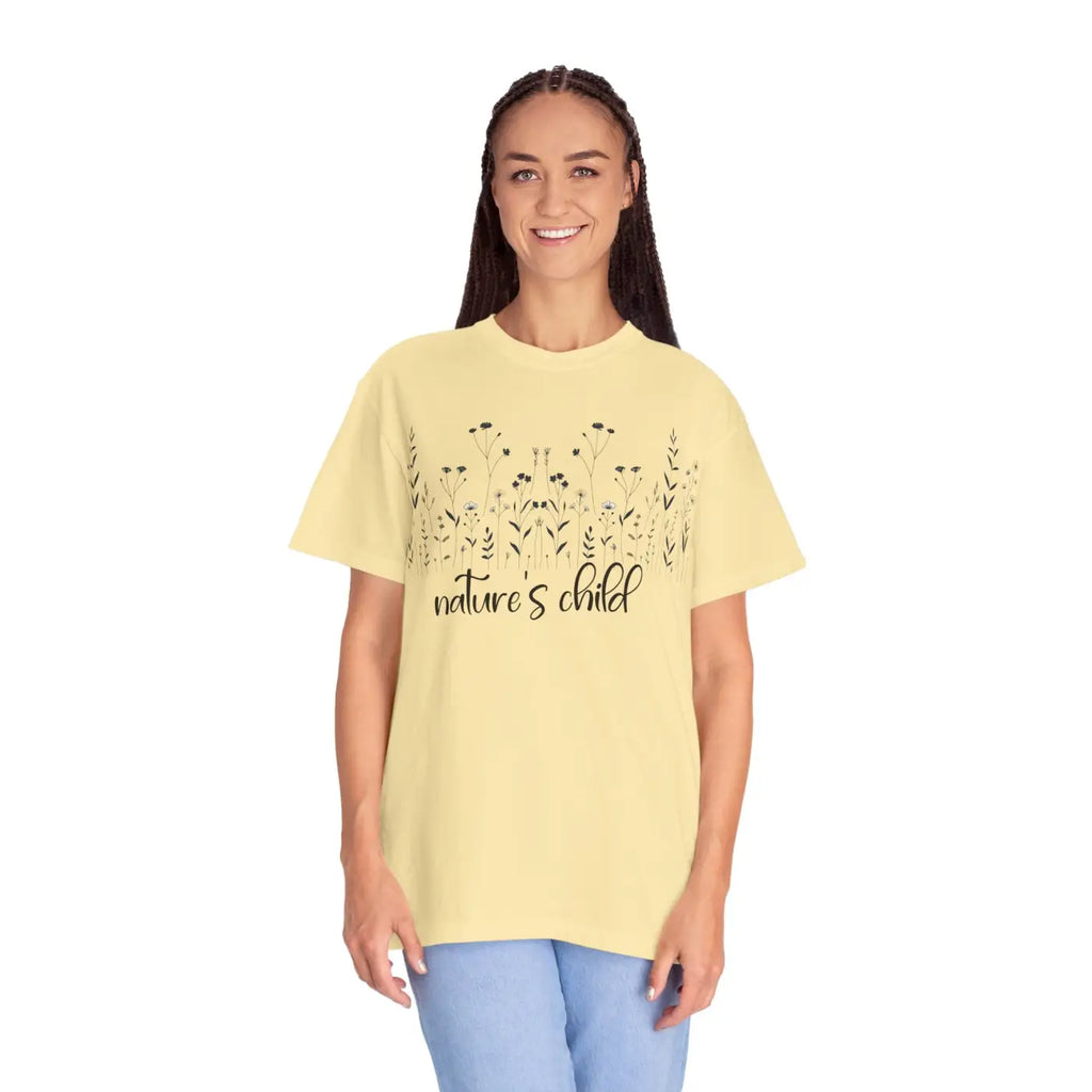 Vibrant Floral Print Unisex Garment-Dyed Tee - Nature Inspired - DipaliZ
