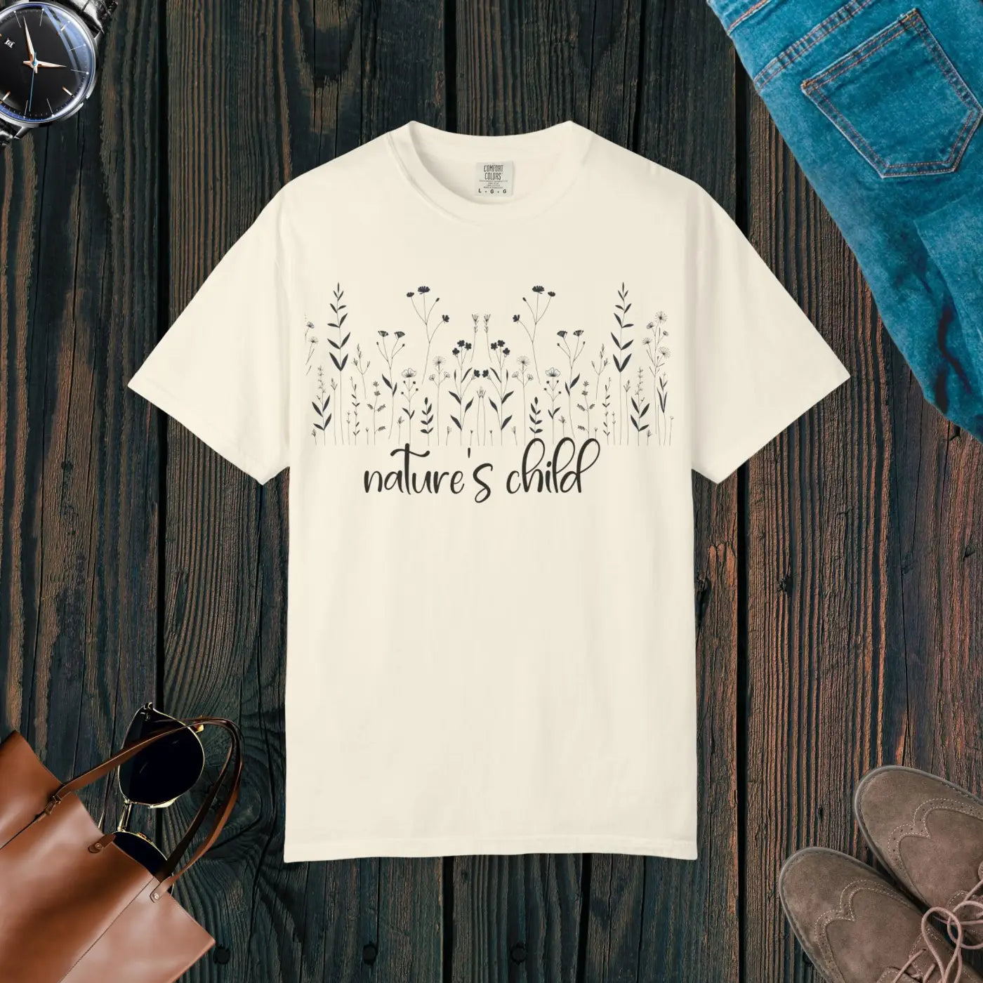 Vibrant Floral Print Unisex Garment-Dyed Tee - Nature Inspired - DipaliZ