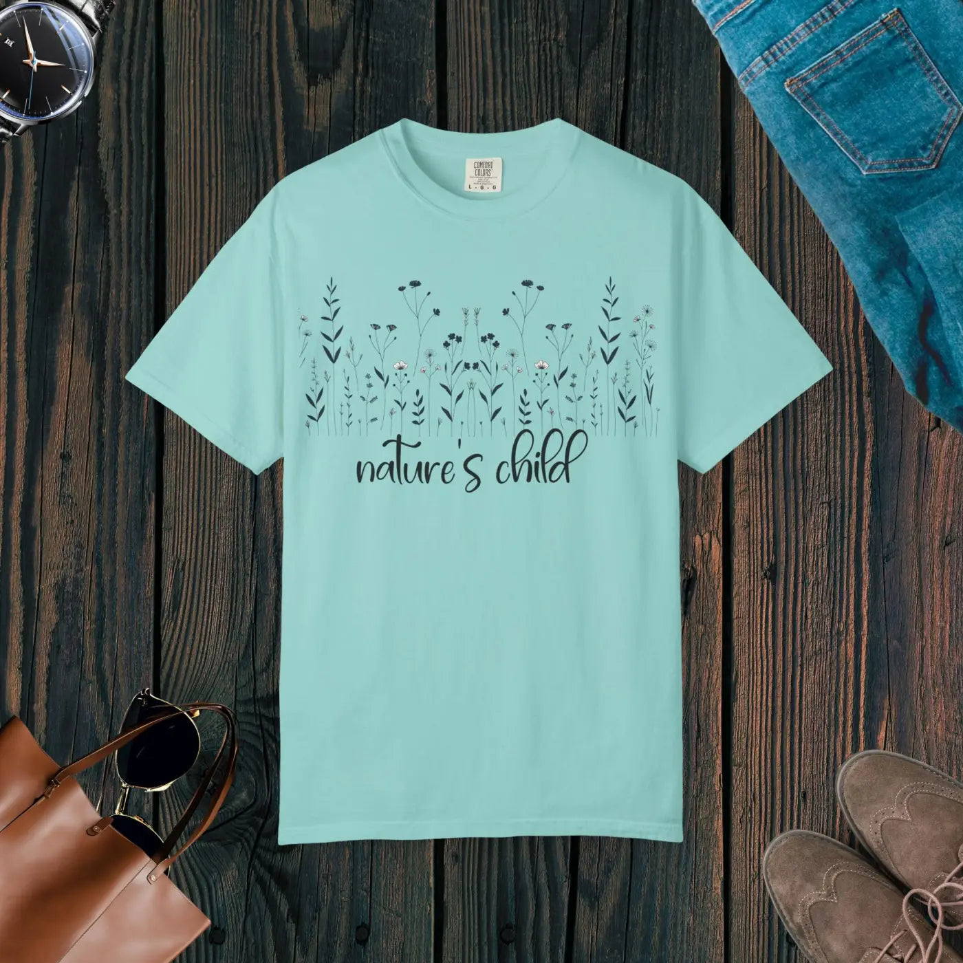 Vibrant Floral Print Unisex Garment-Dyed Tee - Nature Inspired - DipaliZ