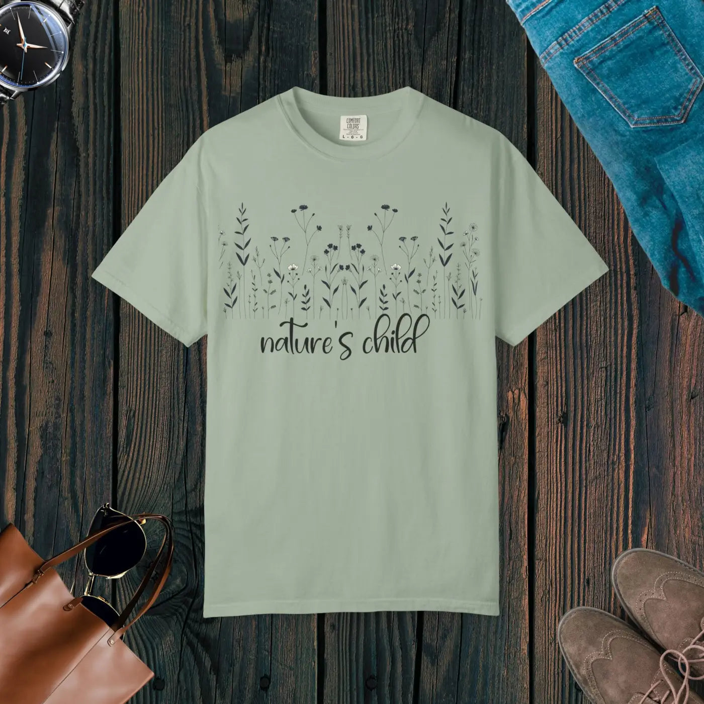 Vibrant Floral Print Unisex Garment-Dyed Tee - Nature Inspired - DipaliZ