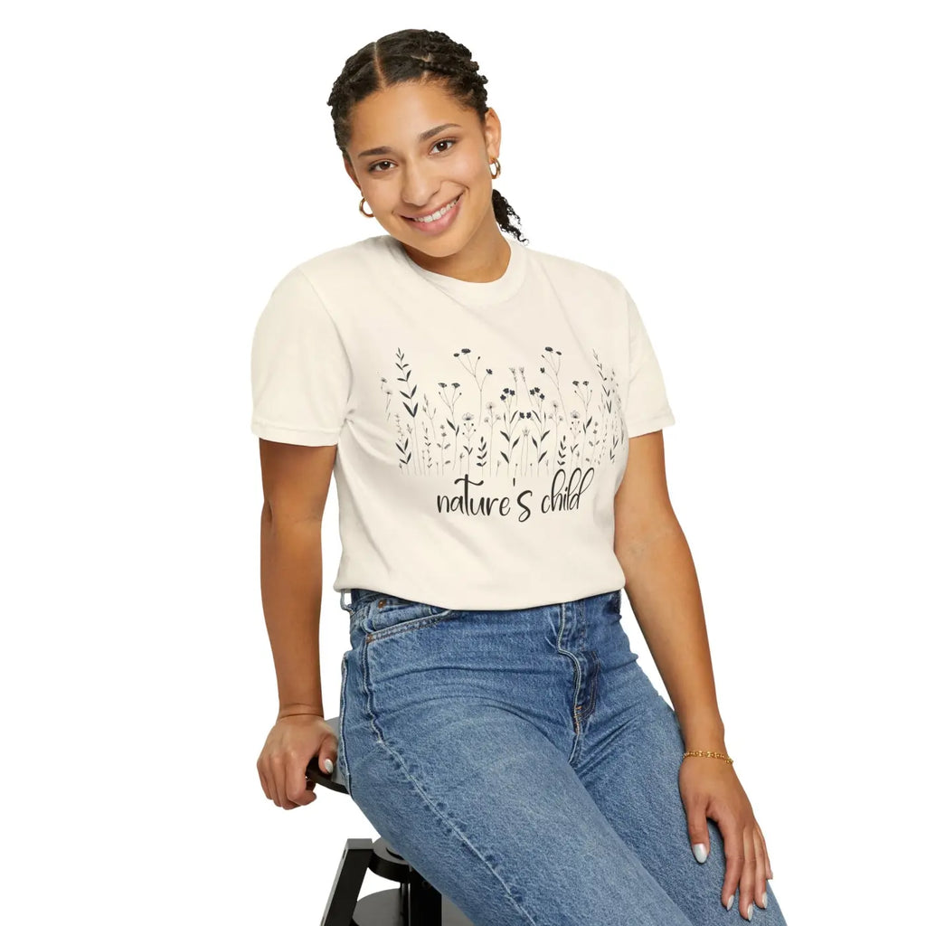 Vibrant Floral Print Unisex Garment-Dyed Tee - Nature Inspired - DipaliZ