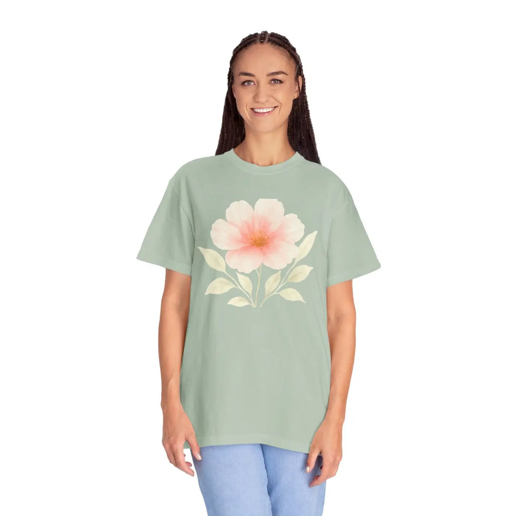 Premium Floral Print Unisex Garment-Dyed Tee - Relaxed Casual - DipaliZ