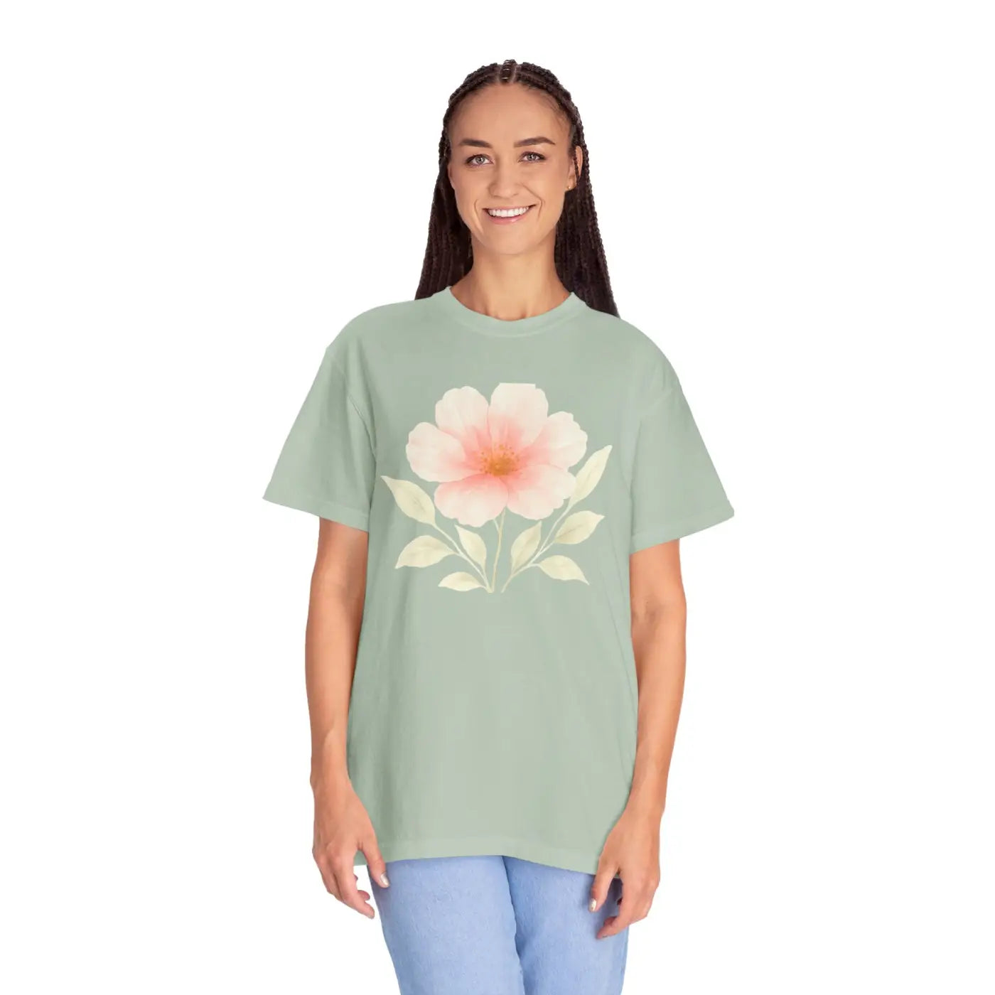 Premium Floral Print Unisex Garment-Dyed Tee - Relaxed Casual - DipaliZ