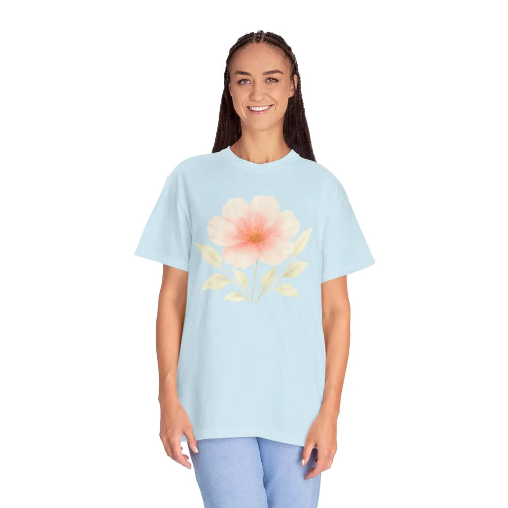 Premium Floral Print Unisex Garment-Dyed Tee - Relaxed Casual - DipaliZ