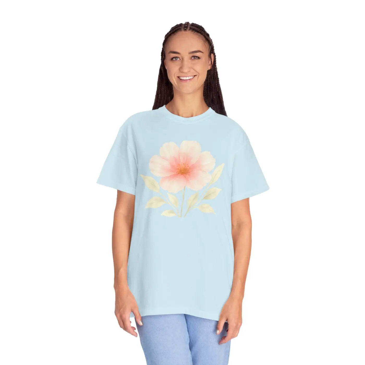Premium Floral Print Unisex Garment-Dyed Tee - Relaxed Casual - DipaliZ