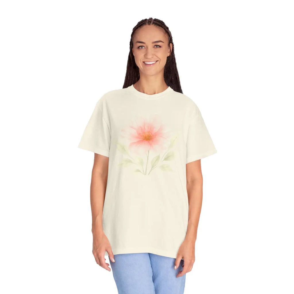Premium Floral Print Unisex Garment-Dyed Tee - Relaxed Casual - DipaliZ