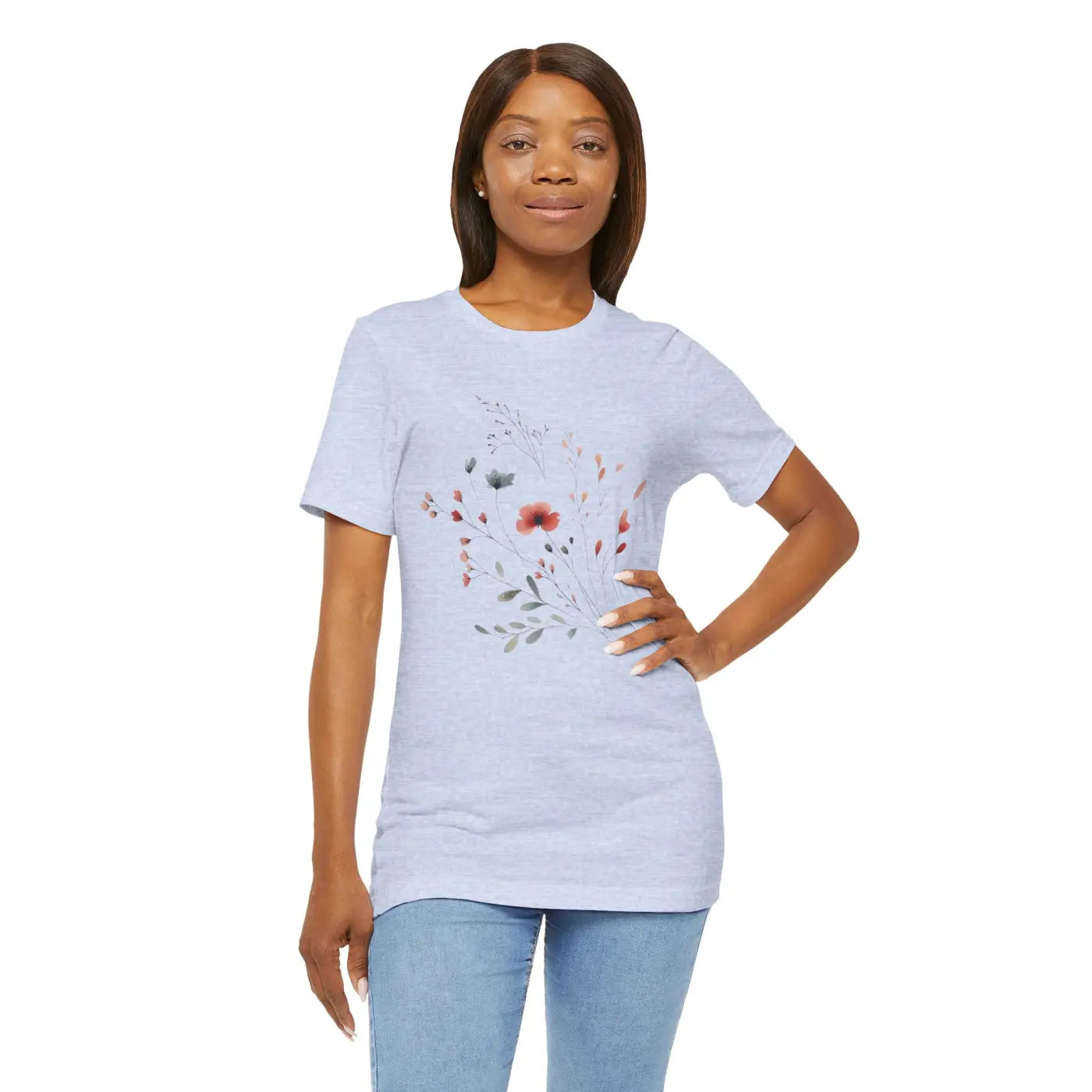 Floral Print Unisex Tee - Nature Lovers Everyday Comfort - DipaliZ